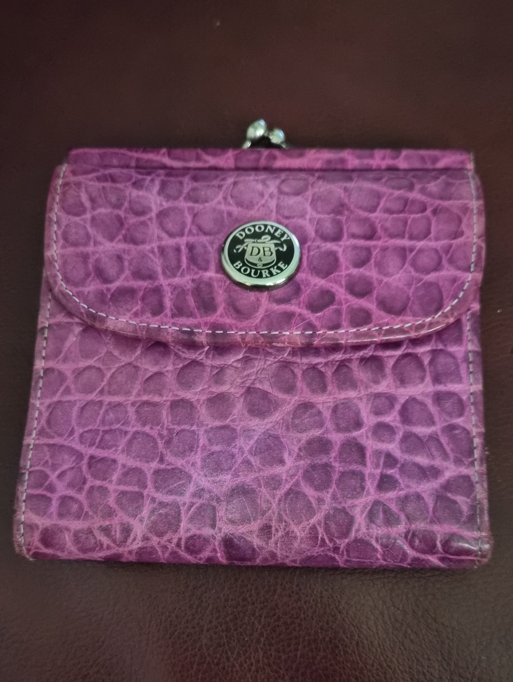 Dooney & Bourke Fuchsia Croc-Embossed Leather Wallet